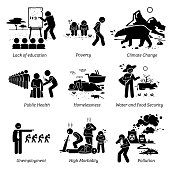 Social Issues and Critical Problems Pictogram Icons.