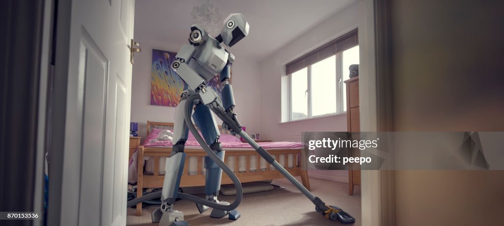 Roboten gör hushållens rengöring med dammsugare