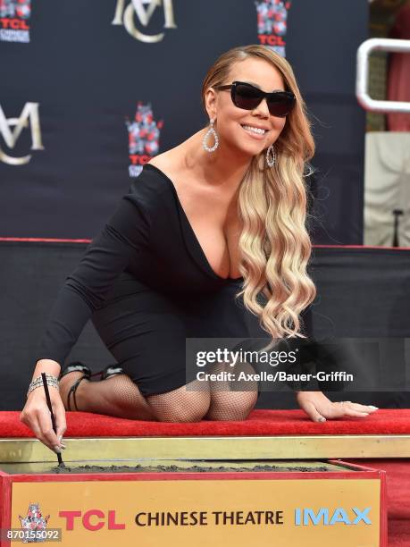 Mariah Carey is honored with Hand and Footprint Ceremony at TCL Chinese Theatre on November 1, 2017 in Hollywood, California.