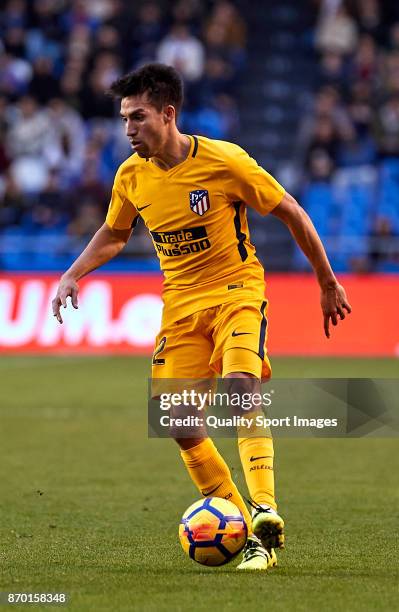 Nico Gaitan of Atletico de Madrid in action during the La Liga match between Deportivo La Coruna and Atletico Madrid at Riazor Abanca Stadium on...