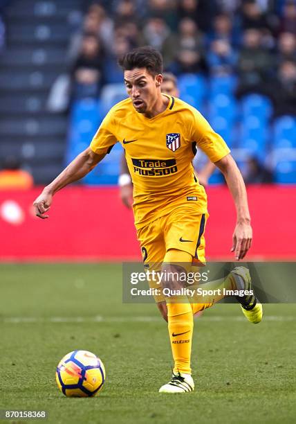 Nico Gaitan of Atletico de Madrid in action during the La Liga match between Deportivo La Coruna and Atletico Madrid at Riazor Abanca Stadium on...