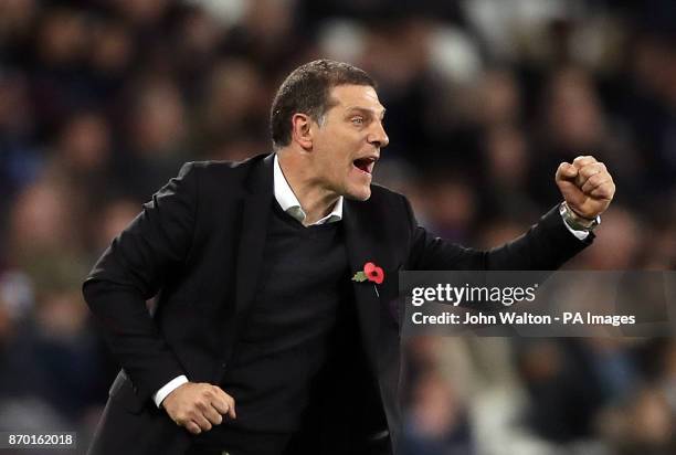 West Ham United manager Slaven Bilic gestures on the touchline during the Premier League match at the London Stadium.