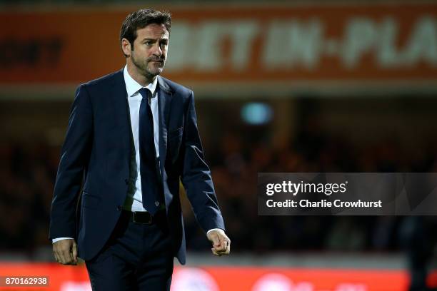 Leeds United manager Thomas Christiansen during the Sky Bet Championship match between Brentford and Leeds United at Griffin Park on November 4, 2017...