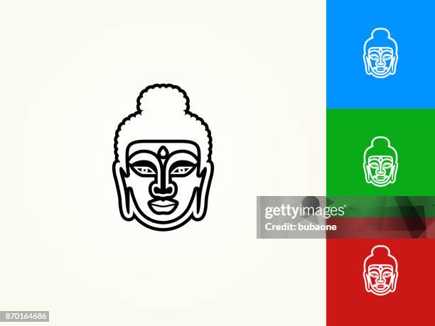 buddha face black stroke linear icon - buddha stock illustrations