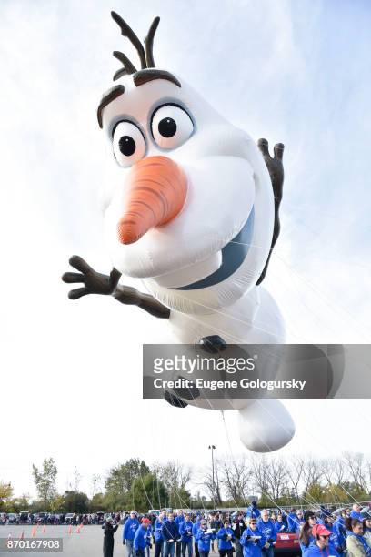 Olaf from Disney's Frozen debuts as a giant balloon during Macy's Balloonfest ahead of the 91st Annual Macy's Thanksgiving Day Parade on November 4,...