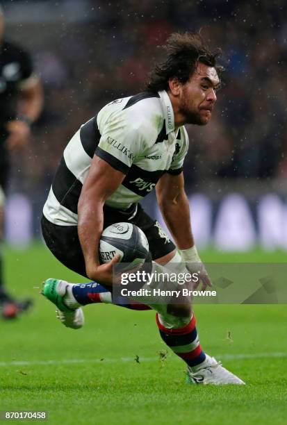 Steven Luatua of Barbarians during the Killik Cup match between Barbarians and New Zealand at Twickenham Stadium on November 4, 2017 in London,...