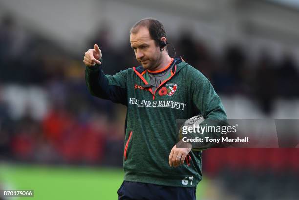 Leicester Tigers Assistant Coach Geordan Murphy during the Anglo-Welsh Cup match at Welford Road on November 4, 2017 in Leicester, England.