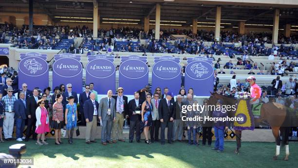 Caledonia Road with Mike Smith up wins the Breeders Cup Juvenile Fillies at Del Mar Race Track on November 4, 2017 in Del Mar, California