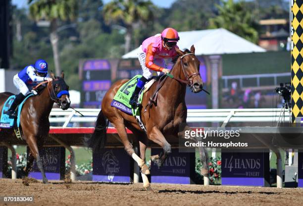 Caledonia Road with Mike Smith up wins the Breeders Cup Juvenile Fillies at Del Mar Race Track on November 4, 2017 in Del Mar, California