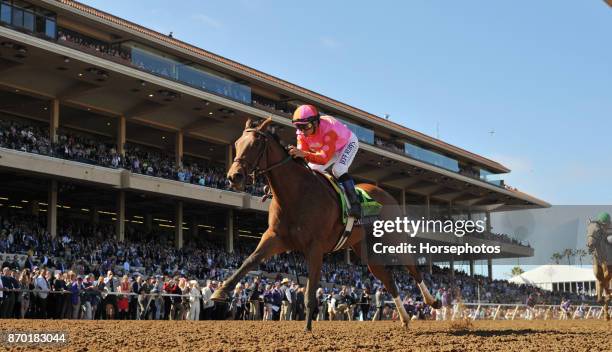 Caledonia Road with Mike Smith up wins the Breeders Cup Juvenile Fillies at Del Mar Race Track on November 4, 2017 in Del Mar, California