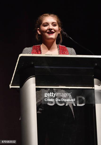 Actress Willow Shields accepts Rising Star award onstage at Trustees Theater during the 20th Anniversary SCAD Savannah Film Festival on November 4,...