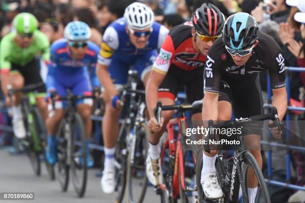 Michal KWIATKOWSKI leads the peloton ahead of Greg VAN AVERMAET and Marcel KITTEL during 58.9km Main Race of the 5th edition of TDF Saitama Criterium...