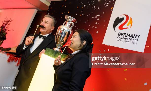 The DFB booth is seen during the German Sports Media Ball at Alte Oper on November 4, 2017 in Frankfurt am Main, Germany.