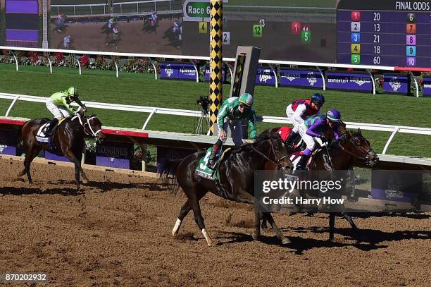 Bar Of Gold ridden by Irad Ortiz Jr. Beats Ami's Mesa ridden by Luis Contreras , Carina Mia ridden by Javier Castellano and Skye Diamonds ridden by...