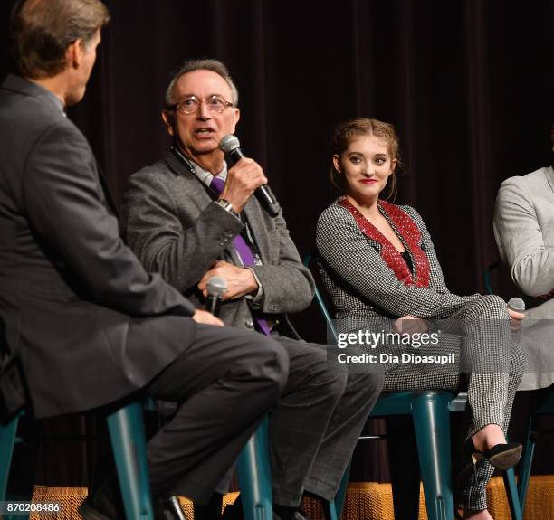 Moffett, David Snyder, and Willow Shields speak onstage at 'Into the Rainbow' Q&A during the 20th Anniversary SCAD Savannah Film Festival on November...