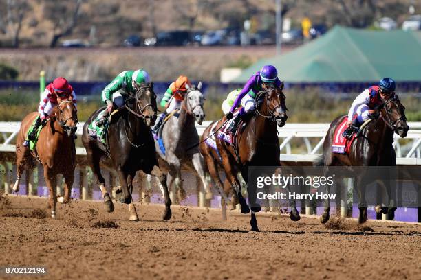 Bar Of Gold ridden by Irad Ortiz Jr. Beats Ami's Mesa ridden by Luis Contreras , Carina Mia ridden by Javier Castellano and Skye Diamonds ridden by...