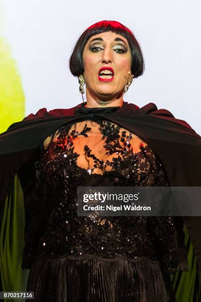 Rossy de Palma performs on stage during her show Love, Travel and Resilience at the Oslo World Music Festival in Sentralen on November 4, 2017 in...