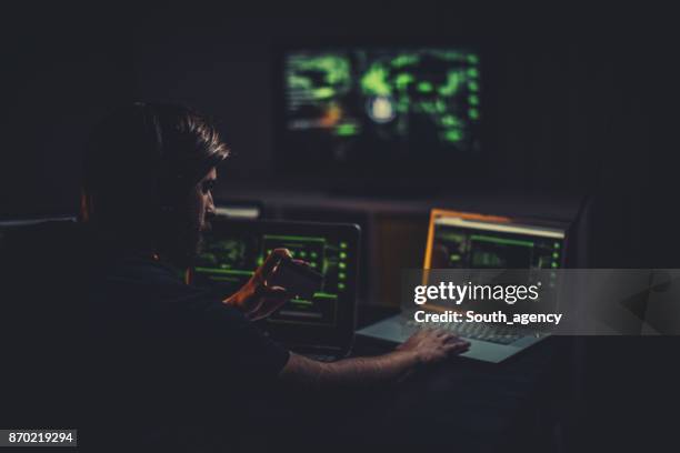 171 Hacker Behind Screen Stock Photos, High-Res Pictures, and Images ...