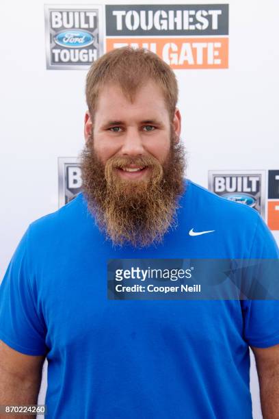 Travis Frederick poses for a photo during the Built Ford Tough Toughest Tailgate stop for Dallas Cowboys fans on November 4, 2017 in Grapevine, Texas.