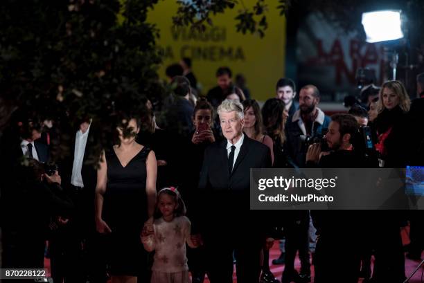 Emily Stofle, Lula Boginia Lynch and David Lynch walk the red carpet during the 12th Rome Film Fest at Auditorium Parco Della Musica on November 4,...