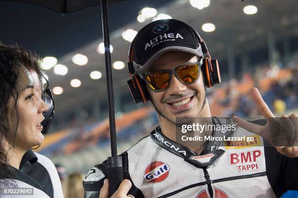 Jordi Torres of Spain and Althea BMW Racing Team smiles on the grid during the Superbike race 2 during the FIM Superbike World Championship in Qatar...