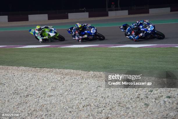 Niki Tuuli of Finland and Kallio Racing leads the field during the Supersport race during the FIM Superbike World Championship in Qatar - Race 2 at...