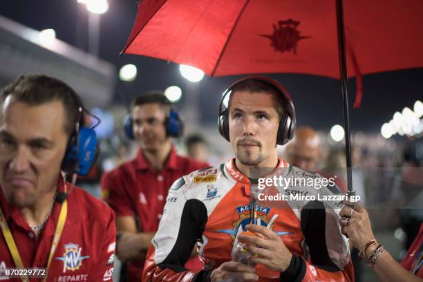 Patrick Jacobsen of USA and MV Agusta Reparto Corse prepares to start on the grid during the Supersport race during the FIM Superbike World...