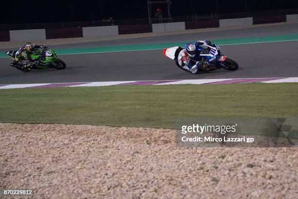 Kyle Smith of Great Britain and Gemar Team Lorini leads the field during the Supersport race during the FIM Superbike World Championship in Qatar -...