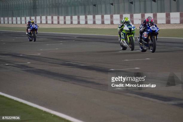Lucas Mahias of France and GRT Yamaha Official WorldSSP Team leads the field during the Supersport race during the FIM Superbike World Championship...