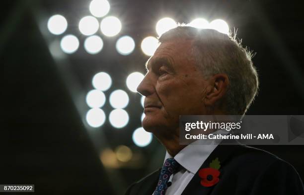 Sir Trevor Brooking before the Premier League match between West Ham United and Liverpool at London Stadium on November 4, 2017 in London, England.