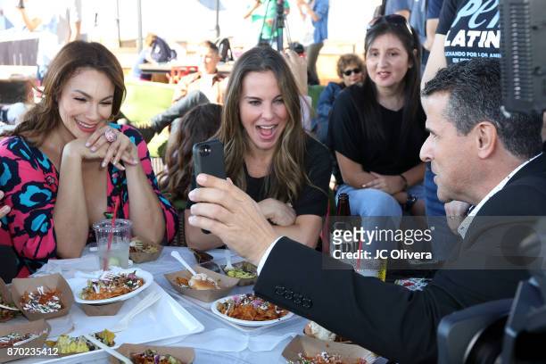 Actors Patricia De Leon, Kate Del Castillo and Marco Antonio Regil attend PETA Latino's 'PETA Food Fight Vegan Chilaquiles Edition' at PETA's Bob...