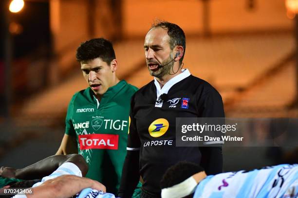 Referee Romain Poite during the French Top 14 match between Racing 92 and Pau at Stade Yves Du Manoir on November 4, 2017 in Colombes, France.