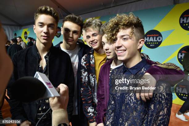 Daniel Seavey, Corbyn Besson, Jonah Marais, Zach Herron, Jack Avery of Why Don't We attend the 2017 Nickelodeon HALO Awards at Pier 36 on November 4,...