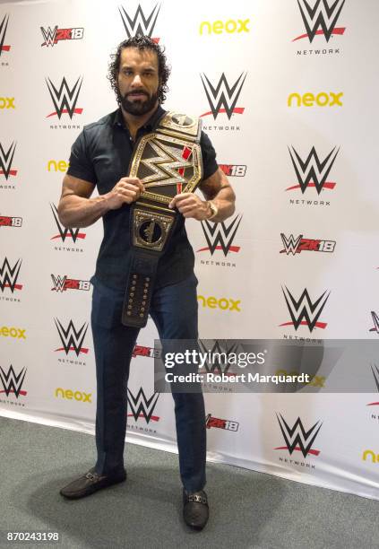 Jinder Mahal attends a press conference for 'WWE' at the Hotel Four Points on November 4, 2017 in Barcelona, Spain.