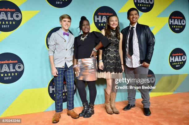 Honorees Caleb White, Zoe Terry, Raegan Junge and Andrew Dunn attend the 2017 Nickelodeon HALO Awards at Pier 36 on November 4, 2017 in New York City.