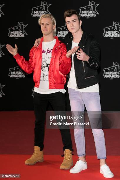 Cesar Laurent de Rummel and Dorian Lauduique from 'Ofenbach' DJs band attend the 19th 'NRJ Music Awards' ceremony on November 4, 2017 in Cannes,...