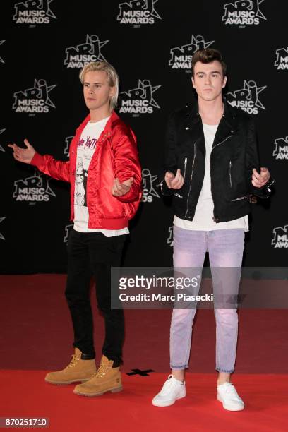 Cesar Laurent de Rummel and Dorian Lauduique from 'Ofenbach' DJs band attend the 19th 'NRJ Music Awards' ceremony on November 4, 2017 in Cannes,...