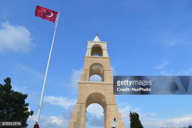 Turkish flag waves over the 57th Infantry Regiment Martyrdom of Turkey on the Gallipoli peninsula in Canakkale, Turkey on November 4, 2017. ''Turkey...