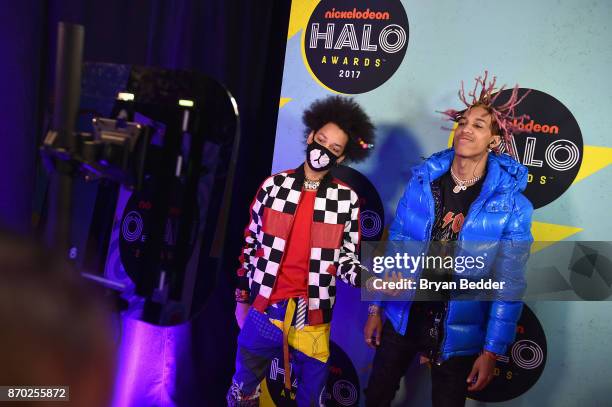 Pose backstage at the 2017 Nickelodeon HALO Awards at Pier 36 on November 4, 2017 in New York City.