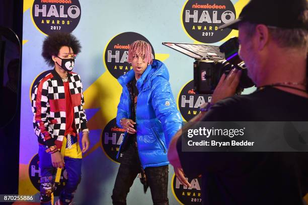 Pose backstage at the 2017 Nickelodeon HALO Awards at Pier 36 on November 4, 2017 in New York City.