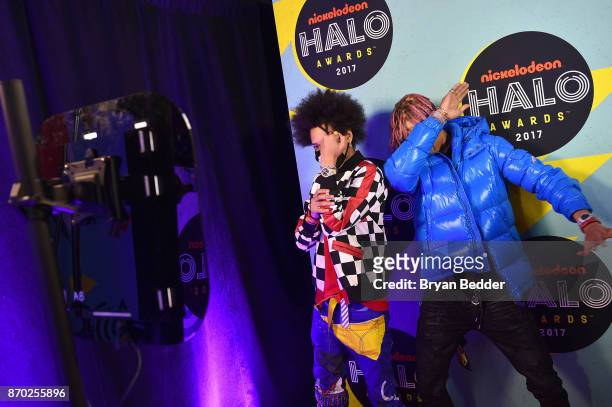 Pose backstage at the 2017 Nickelodeon HALO Awards at Pier 36 on November 4, 2017 in New York City.