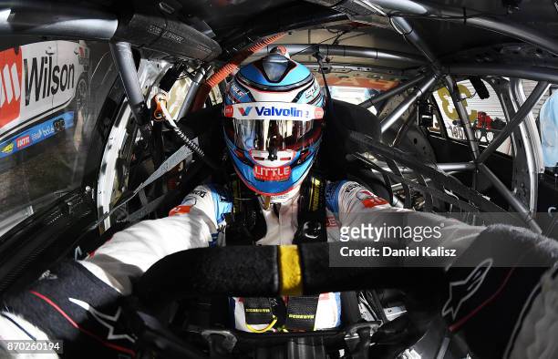 Garth Tander driver of the Wilson Security Racing Holden Commodore VF takes a selfie prior to qualifying for race 24 for the Auckland SuperSprint,...
