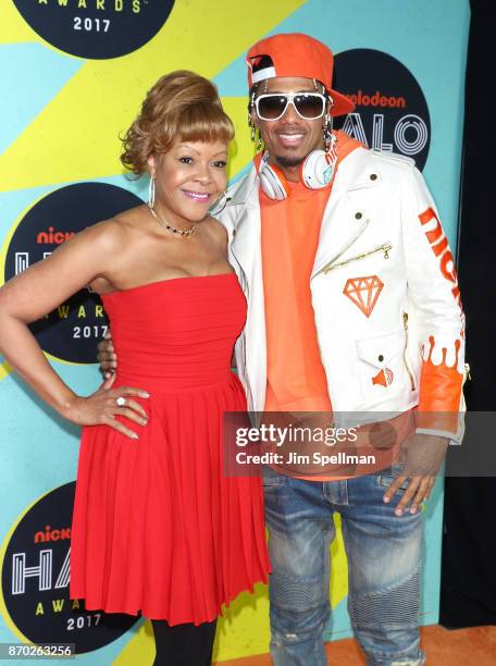 Rapper/host Nick Cannon and mother Beth Hackett attend the Nickelodeon Halo Awards 2017 at Pier 36 on November 4, 2017 in New York City.