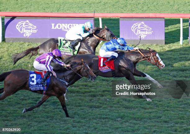 Talismanic with Mickael Barzalona up wins the Breeders Cup Turf at Del Mar Race Track on November 4, 2017 in Del Mar, California