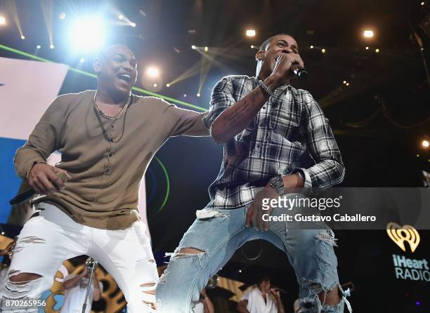 Gente de Zona performs onstage during the iHeartRadio Fiesta Latina: Celebrating Our Heroes at American Airlines Arena on November 4, 2017 in Miami,...