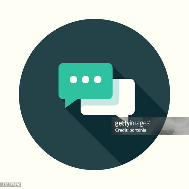 online chat flat design communications icon with side shadow - long shadow shadow stock illustrations
