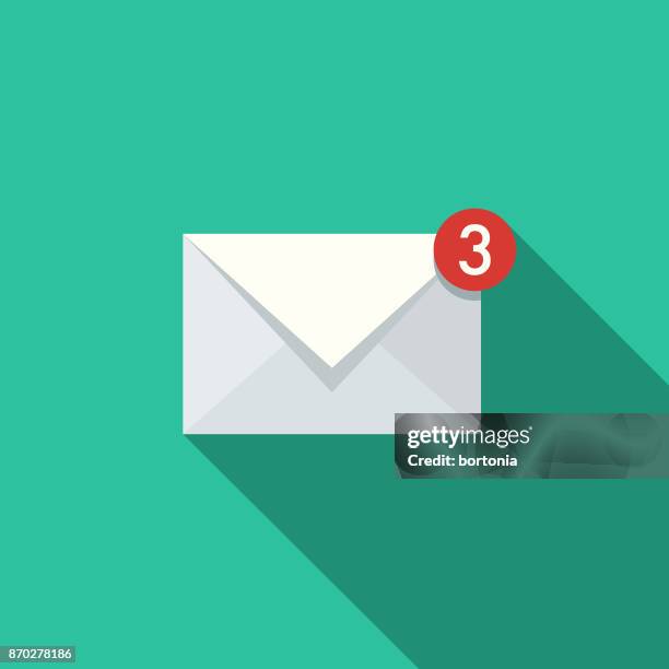 email flat design communications icon with side shadow - email notification icon stock illustrations