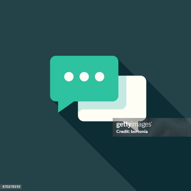 online chat flat design communications icon with side shadow - conversation icon stock illustrations