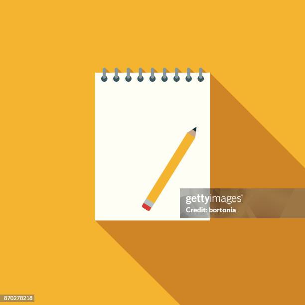 notepad flat design communications icon with side shadow - pad and pencil vector stock illustrations