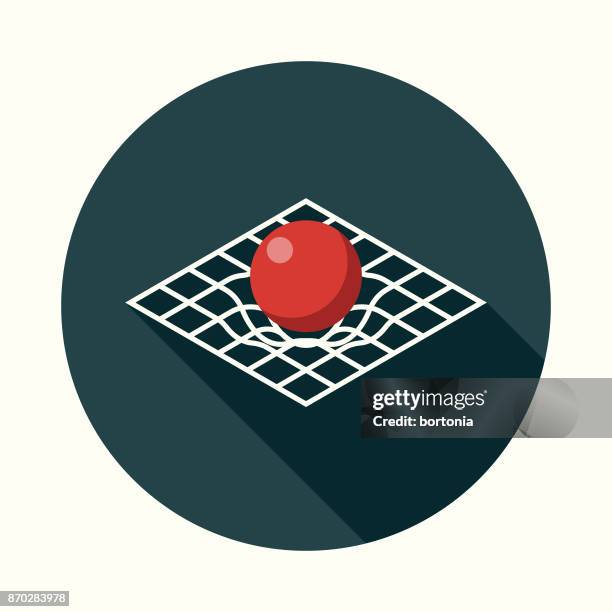 ilustraciones, imágenes clip art, dibujos animados e iconos de stock de ondas gravitacionales ciencia de diseño plano y tecnología icono con sombra lateral - onda gravitacional